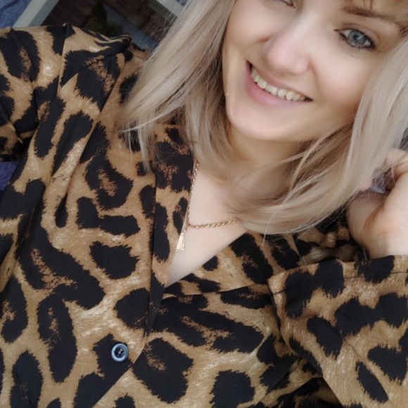 NEW Animal Print Button Up Blouse Brown Black 3XL - Picture 6 of 7